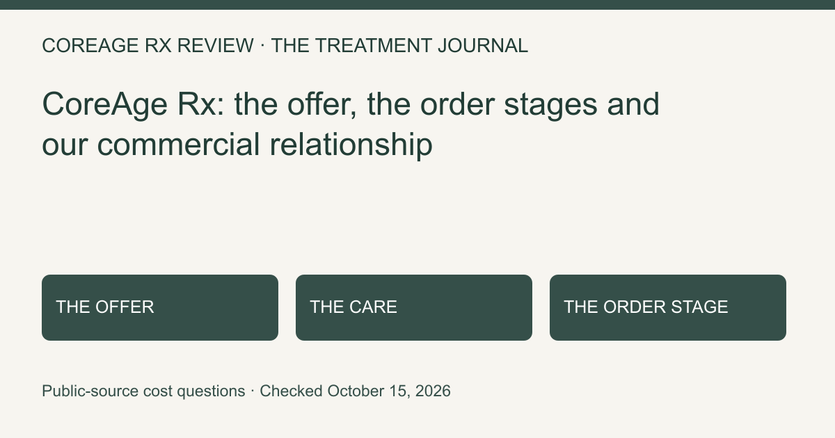 Offer and policy questions for CoreAge Rx review